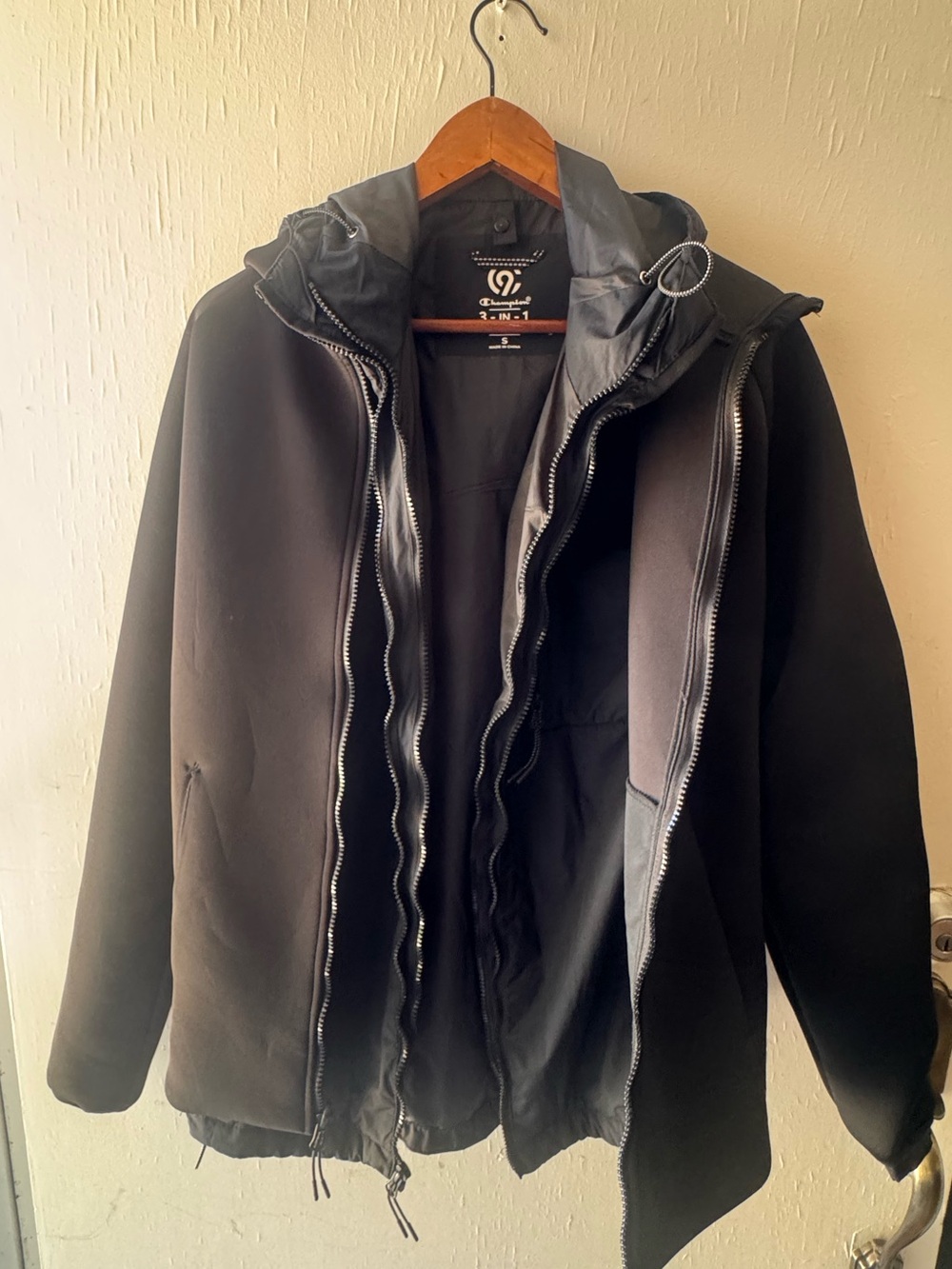 Champion Black Men's 2-in-1 Hooded Performance Jacket